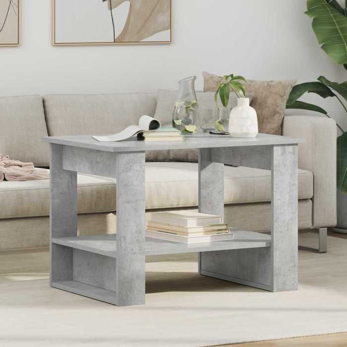 vidaXL Table basse Gris béton 72 x 50 x 50 cm Bois dingénierie 8000191