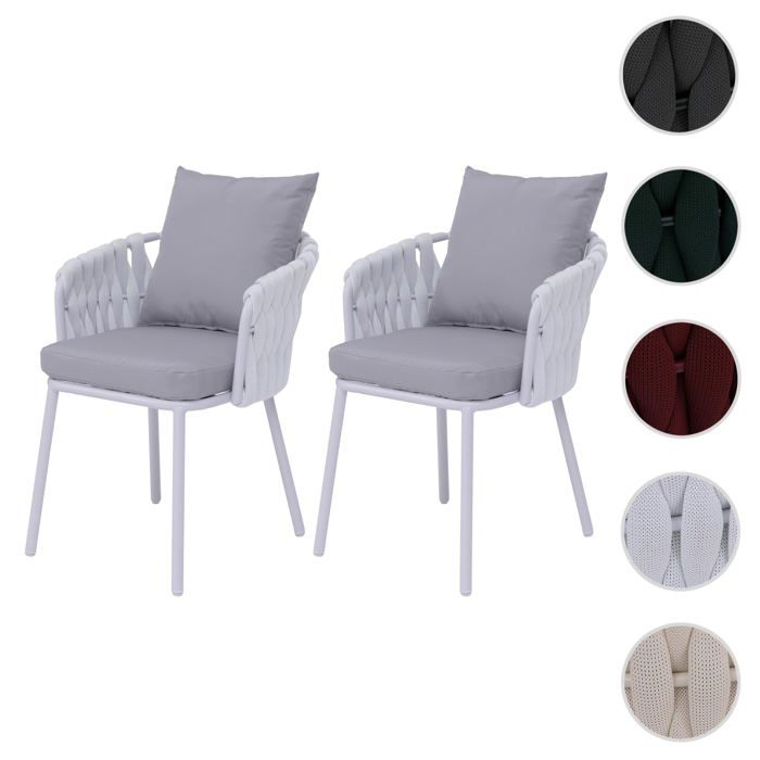 Lot de 2 chaises de salle à manger en aluminium HWC-P89 gris clair