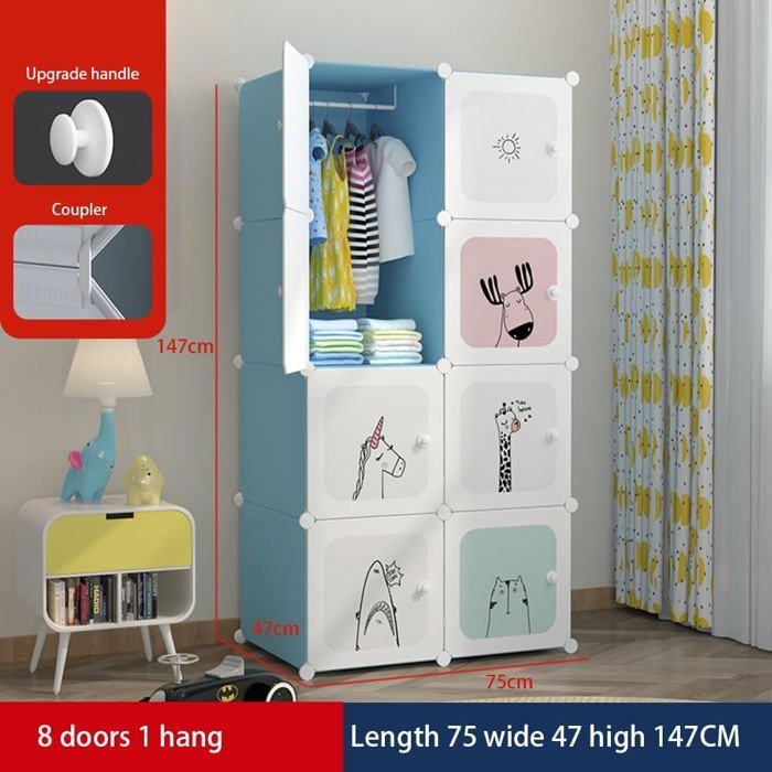 Armoire modulable enfants - LUNSY - Design ludique et coloré - Conception modulaire 8 cubes