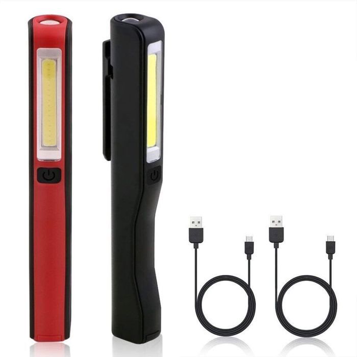 Lampe torche LED rechargeable - MHY® - LED COB ultra-lumineuse - Rechargeable via USB - Clip magnétique rotatif 120°