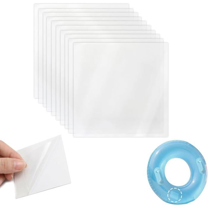 Kit De Réparation En Tpu Transparent 10 Pièces (7X7Cm) Rustine Matelas Gonflable Auto-Adhésive Pour Surface Plane Idéal Pour Pis