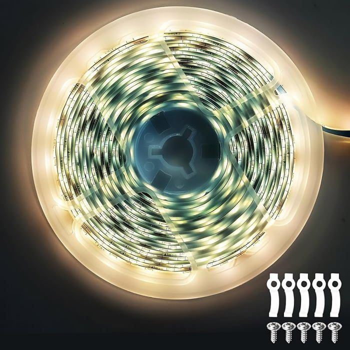 12V Led bande blanc chaud 5M LED Strip Flexible découpable 300 SMD2835 LEDs 5 0 Mètres Blanc Chaud/Sans Alimentation