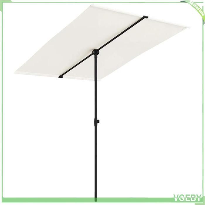 Parasol de jardin - FAFEICY - 47337 - 200 x 150 cm - Mât aluminium - Réglable 105-215 cm - Blanc sable