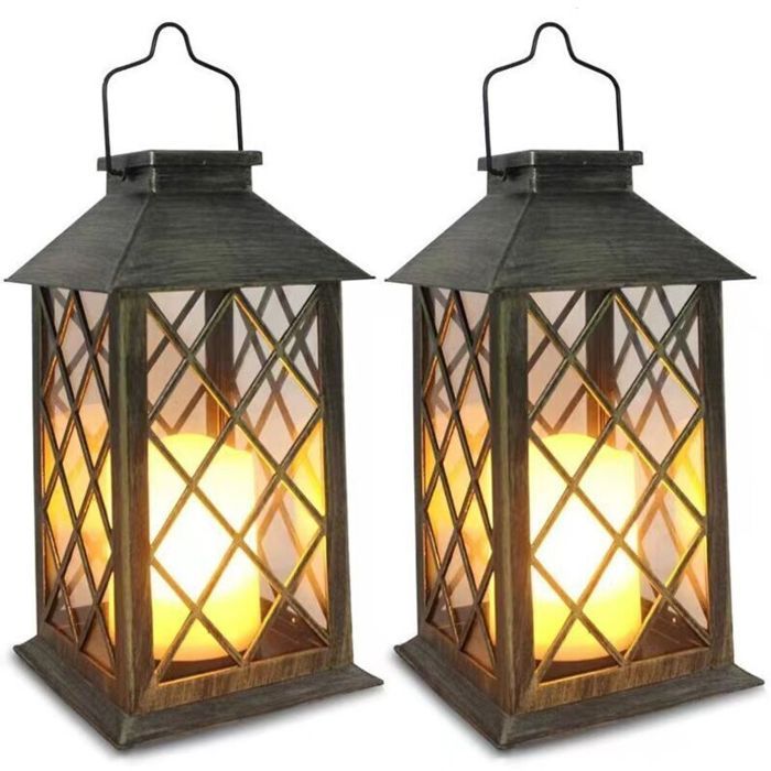 Lanterne Solaire Exterieur 2 Pièces Lampe Solaire avec Bougie Vacillante，Produit de haute qualité fiable et durable adapté à une u