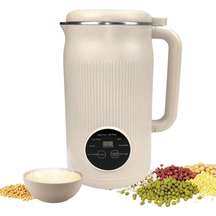1 Machine à Lait Végétal 8 en 1 Robot Cuisine Acier Inoxydable 304 Préparation Soja Amande Avoine Autonettoyant  ASPIRATEUR AUTO
