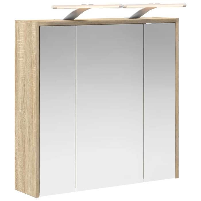 Armoire miroir de salle de bain - vidaXL - bois dingénierie - chêne sonoma - LED - montage mural - 63 5 x 16 x 62 5 cm 125ekp59b