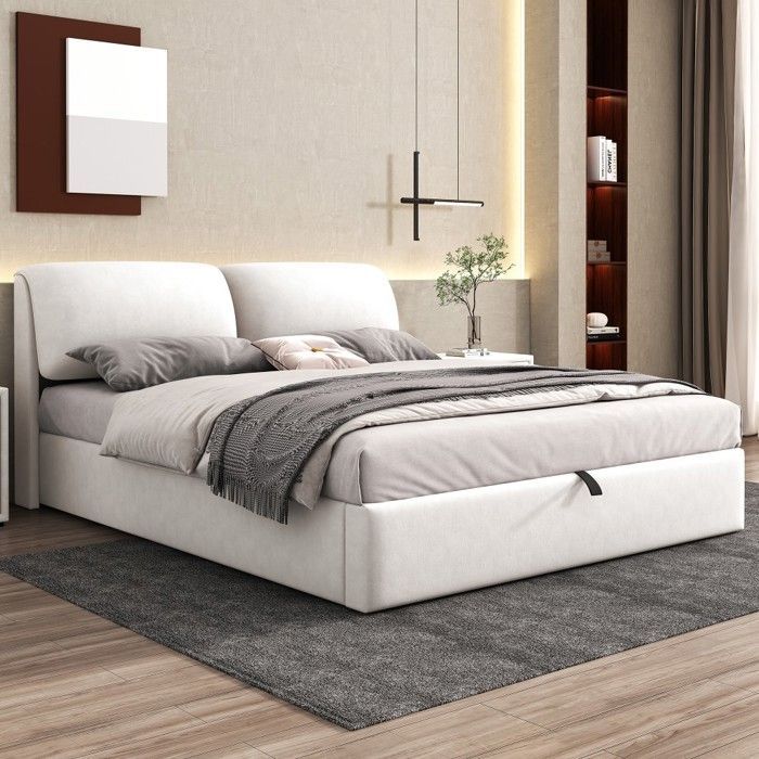 Lit double velours capitonné 160x200 sommier hydraulique tête lit coffre + 3 tiroirs rangement sans matelas Lit double velours capitonné 160x200 sommier hydraulique tête lit coffre + 3 tiroirs rangement sans matelas