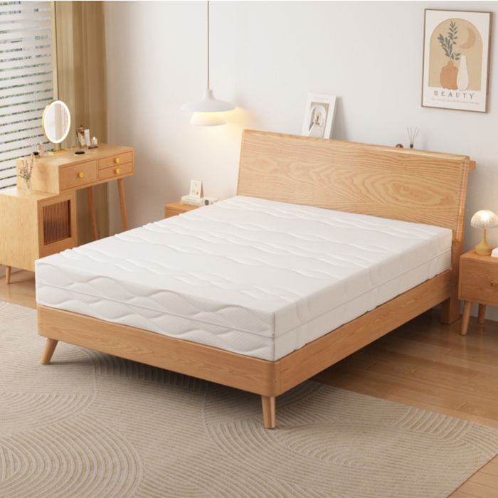 WOVREO Matelas 140 x 200 cm à ressorts ensachés et mousse 7 zones ergonomiques épaisseur 20 cm blanc gris