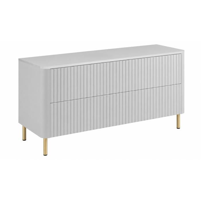 Meuble de salle de bain - Meuble de salle de bain 120 - Blanc - Vasque résine minérale incluse - Pieds métalliques dorés