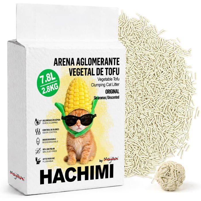 Litière Végétale Tofu pour Chat 2 8 kg sans Parfum Ajouté Granulés fins 1 5 mm Agglomération rapide Faible poussière 1 sac de 2 8kg