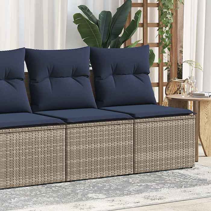 Gris Meuble de jardin - VIDAXL - Salon de jardin - (2 pcs) - avec coussins gris résine tressée acacia m3592