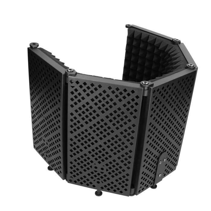 Bouclier Isolation Microphone 5 Panneaux - Réflecteur Anti-Pop Avec Mousse Absorbante Portable