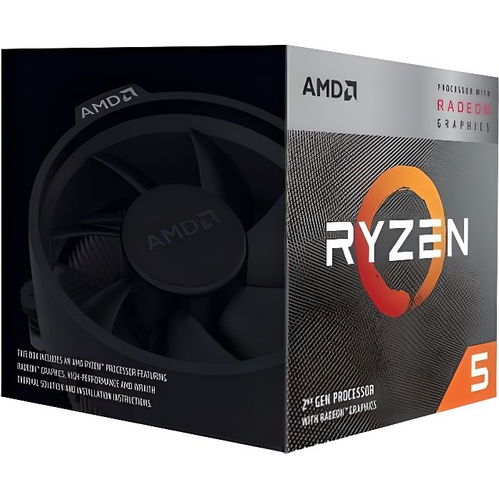 Vente Processeur PC CPU AMD RYZEN 5 3400G BOX Socket AM4 (3.7 /4.2GHz) Wraith Stealth Cooler Ref : YD3400C5FHBOX pas cher Vente Processeur PC CPU AMD RYZEN 5 3400G BOX Socket AM4 (3.7 /4.2GHz) Wraith Stealth Cooler Ref : YD3400C5FHBOX pas cher
