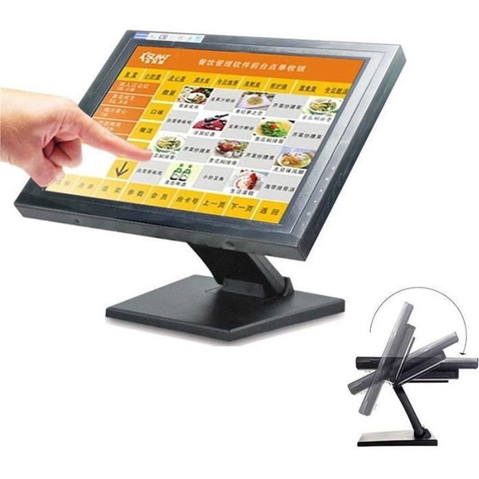 15 Écran Tactile Écran LED Moniteur Ordinateur Caisse d’enregistreuse POS