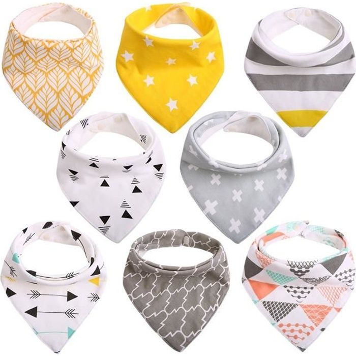 Bavoir Bebe Bandana Lot De 8 Pcs Unisexe Bavette En Coton Avec Boucle Pression Reglable Doux Absorbant Respirent Pour Fille Garcon Cdiscount Puericulture Eveil Bebe