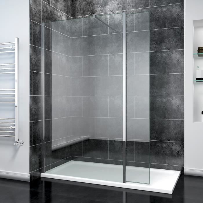 verre fix/é de 8 mm avec barre de fixation conception en chrom/é ouverte SIRONA Paroi de douche 70 x 190 cm sans cadre /à panneau simple