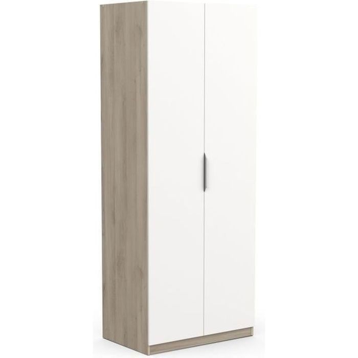 Armoire GHOST - Décor chêne kronberg et blanc mat - 2 Portes - L.79,4 x P.51,1 x H. 203 cm - DEMEYER