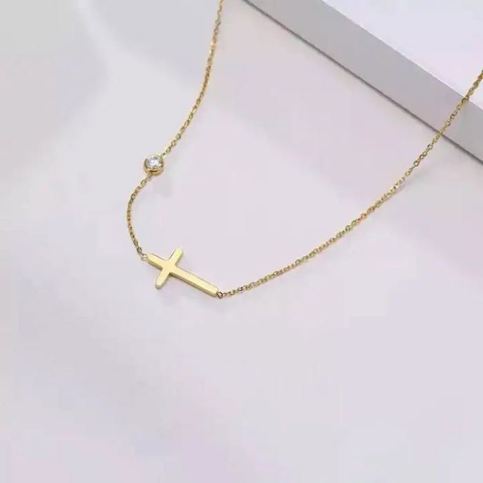Collier Pendentif Croix De Foi Pour Femme – Acier Inoxydable 316L – Bijou Chrétien