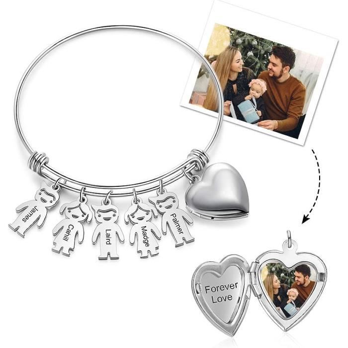 Bracelet Personnalisé Homme Avec Photo Et Nom - Acier Inoxydable, Gravure Personnalisée | Cadeau Saint-Valentin, Fête Des Pères