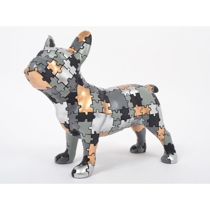 Statue Bouledogue Français En Résine - Décoration Maison Ou Extérieur, Taille M Noir