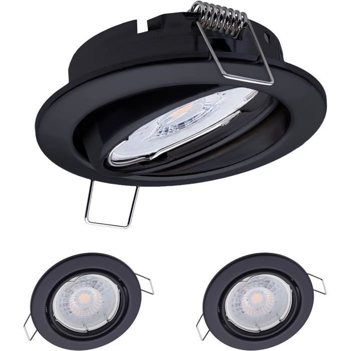 Spots Orientables LED 4,8W 230V 4000K 380lm Noir - Lot de 3 - Cdiscount ...