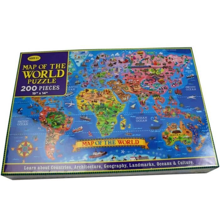 Puzzle en papier carte du monde des États-Unis pour adultes et enfants ...
