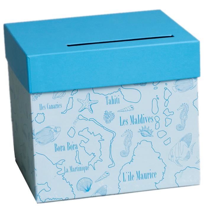 Urne Carton - Océan Tropiques - Tirelire Bleue Ciel - Décor Océan