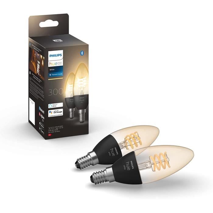 Philips Hue White, ampoule LED connectée Filament flamme E14