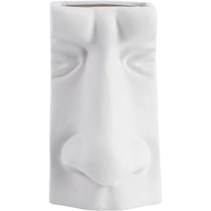 Vase Décoratif à Fleurs en Céramique Blanche 23 cm de Hauteur Accessoire Tendance pour Salon ou