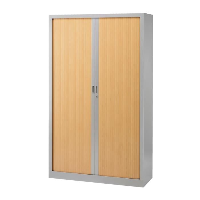 Armoire haute à rideaux monoblocs Generic 198 x 120 cm alu-hêtre
