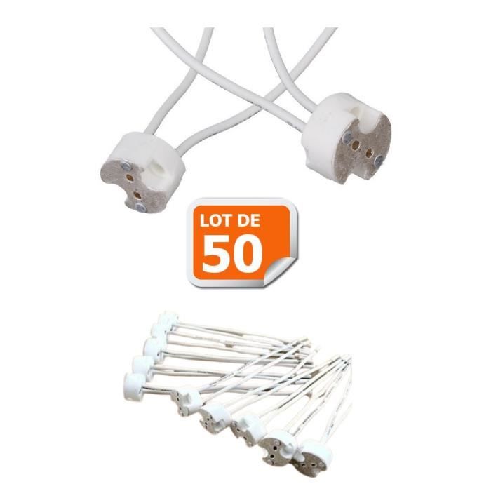Lot De 50 Douilles Culot GU5.3 (MR16) Pour Ampoule Halogène Ou Led