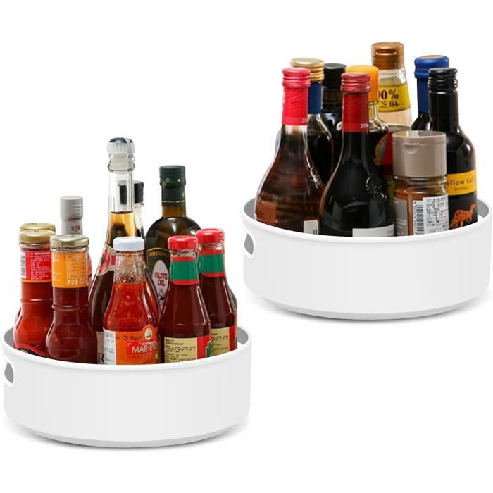 AKOLAFE Lot De 2 Lazy Susan 20 Cm Acier Inoxydable - Organiseurs Rotatifs Cuisine Réfrigérateur