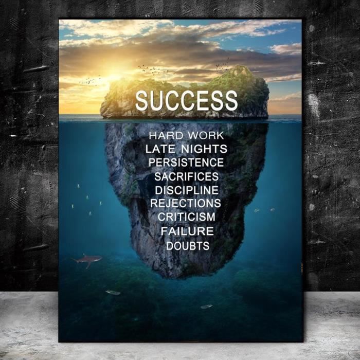 Affiche Murale Nordique Avec Citation De Reussite Ice Mountain Peinture Sur Toile Imprimee Decor 40x60cmx1 No Frame Thjr Cdiscount Maison
