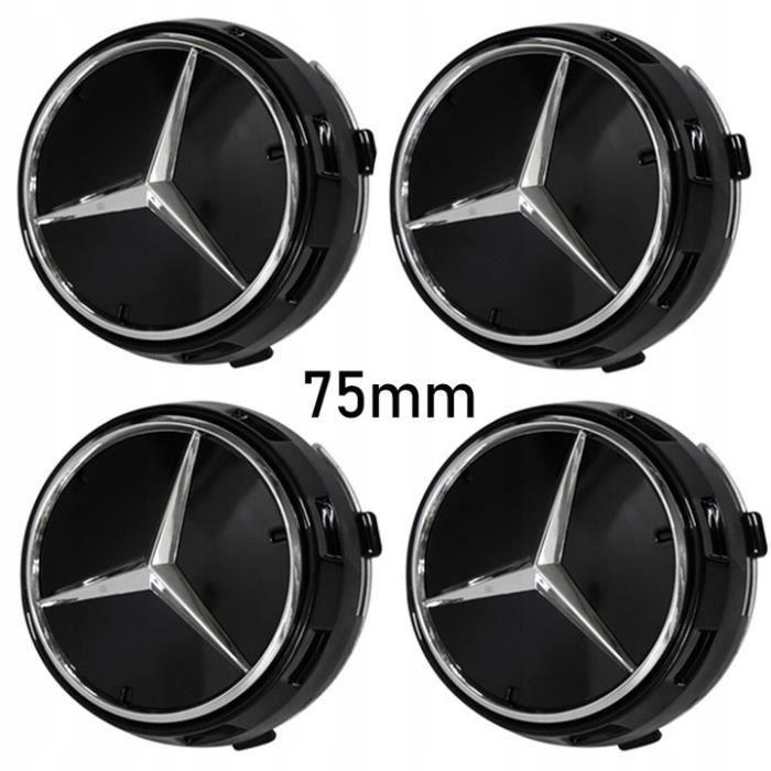 4 Coprimozzi AMG Alluminio 75mm Per Cerchi Mercedes Benz &ndash; Emblema Nero