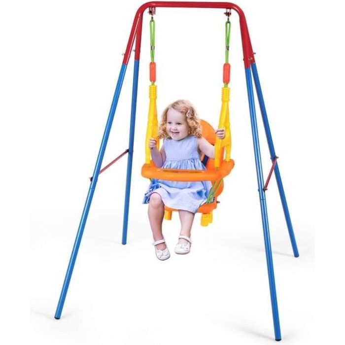 COSTWAY Portique pour Enfants avec Balançoire 3 en 1 , Dossier