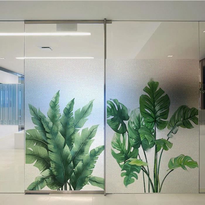 3d film pour vitre a motif plantes vertes film pour fenêtre