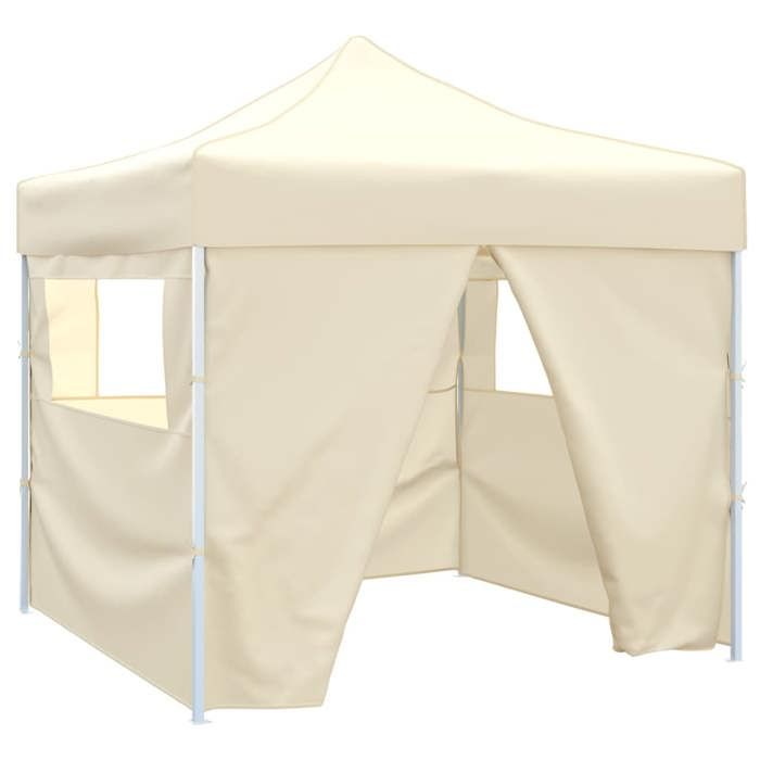 vidaXL Tente pliable avec 4 parois Crème 3 x 3