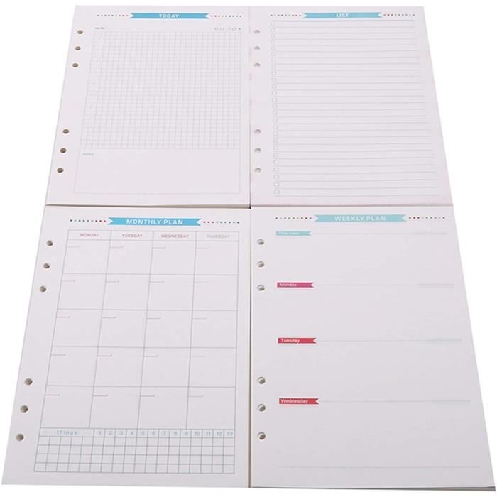 6 trous recharge papier intérieur agenda semaine m... – Grandado