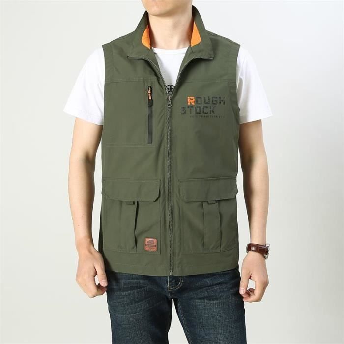 Gilet De Pêche Doux Pour Hommes En Tissu Maillé Sans Manches Avec Sac Pour Bouteille D'Eau Gilet Polyvalent Pour Photographie Travail Voyage Chasse Randonnée
