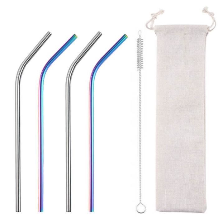 AVANA Pailles réutilisables en acier inoxydable Blanc & Bleu AVANA Pailles réutilisables en acier inoxydable Blanc & Bleu