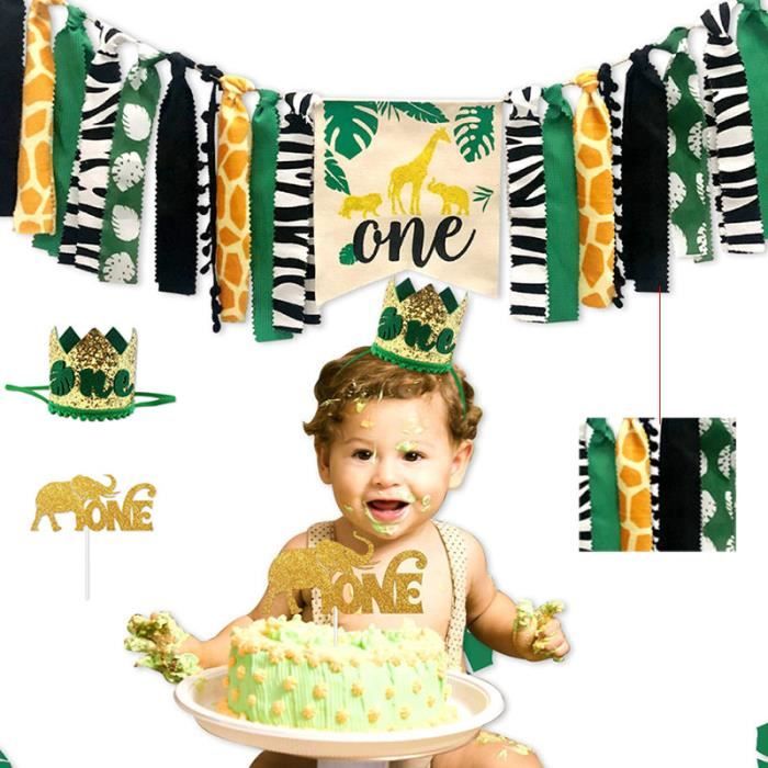 Jungle Animaux Sur Le Theme Chaise Haute Banniere Decor Couronne Fete Fournitures Pour Bebe 1er Anniversaire D 1 Ensemble Cdiscount Maison