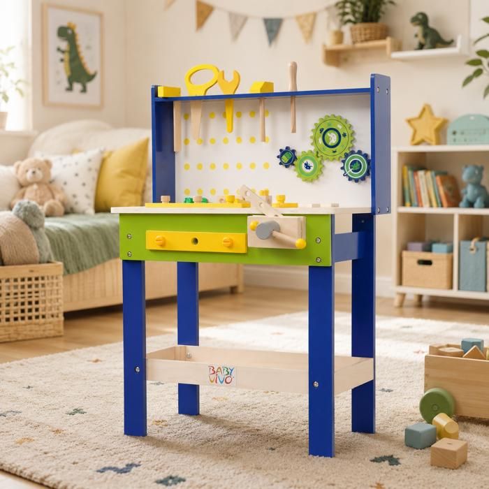 Établi Bricoleur Hape 35 Pièces - Jouet Bois Construction Enfant Dès 3 Ans Outils Réalistes