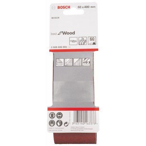 BOSCH Bandes abrasives X440 pour ponceuse à bande Pack de 3 60x400 mm Grain - vue 2