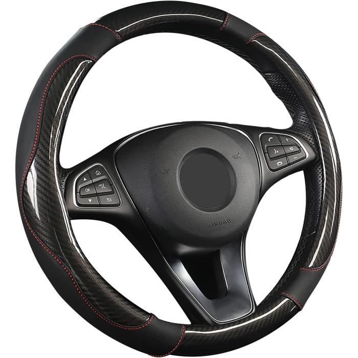 SFONIA Housse Volant Voiture Cuir Artificiel 37-38 Cm – Antidérapant, Respirant, Noir Sport