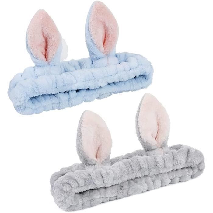 SIOPPKIK Lot De 2 Bandeaux Oreilles De Chat - Doux En Polaire Corail, Lavables - Idéaux Pour Soin Du Visage, Maquillage, Sport - Unisexe