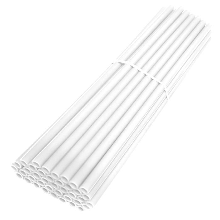 72x Couvre rayon roue avant arrière jante tube paille fendue 235 mm (21 pouces) idéal vélo bmx fixie moto cyclomoteur, blanc