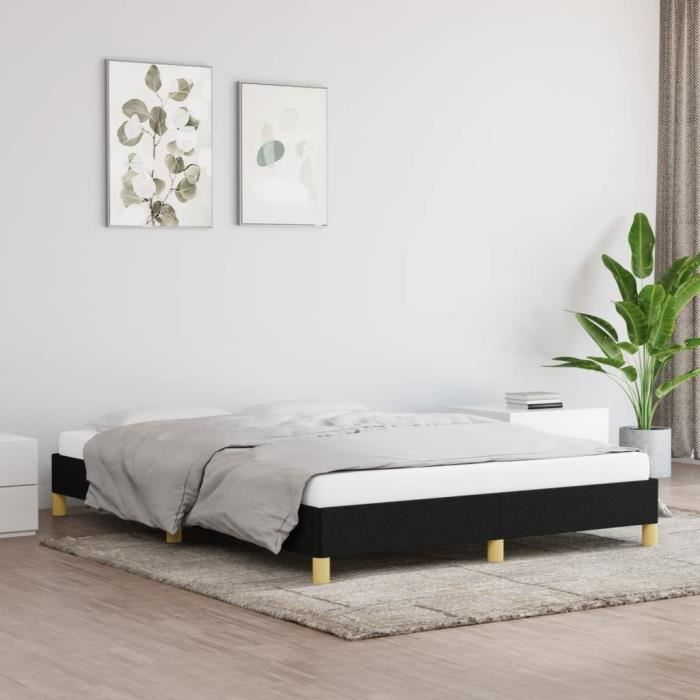 Cadre de lit - DUOKON - 160x200 cm - Tissu 100% polyester - Design contemporain - Montage facile