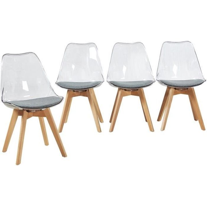 DORAFAIR Lot de 4 Chaise Transparente Scandinave pour Salle a Manger