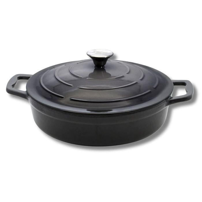Cocotte en fonte émaillée basse gris classique 28 cm 28 L Elo
