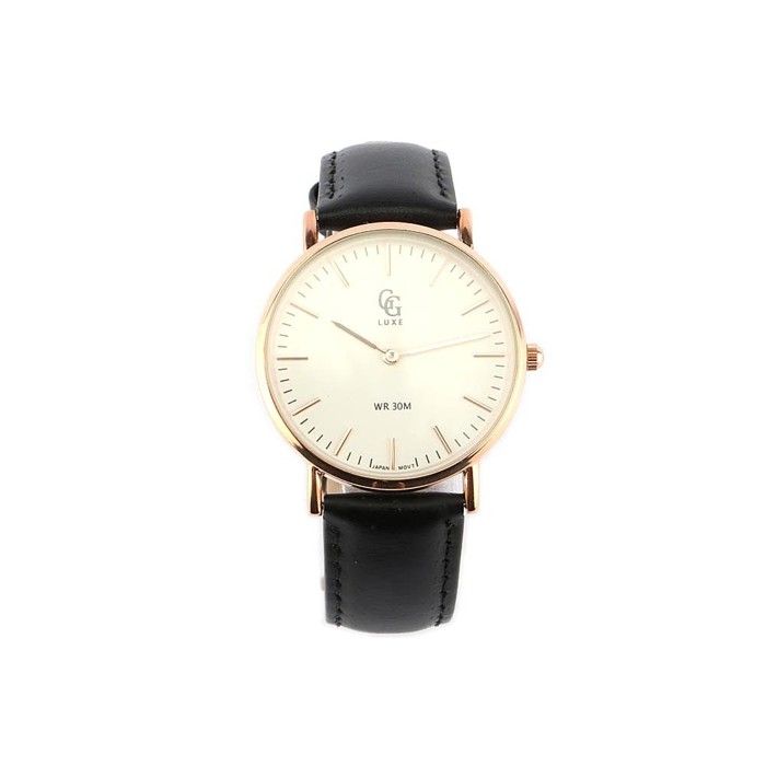 Montre Femme Bracelet Cuir Noir Cadran Doré Nelsy - Cdiscount Bijouterie